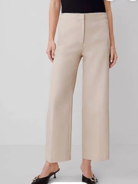 Ann Taylor Pants - Ann Taylor Wide-Leg Wool Trousers in Light Beige